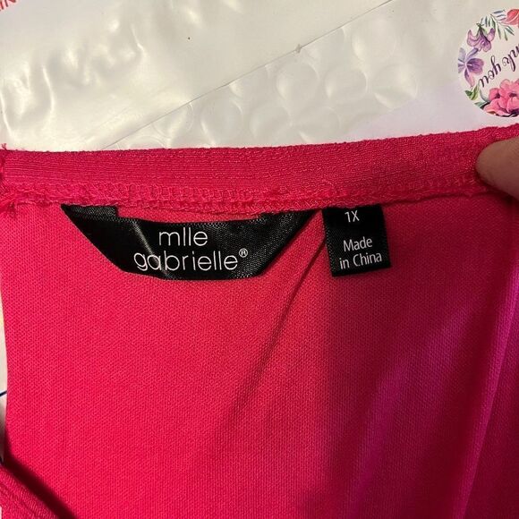 Mlle Gabrielle 1XL Dark Pink Dress Hi-Low Layered Very Sexy LikeβNEW - Picture 10 of 10